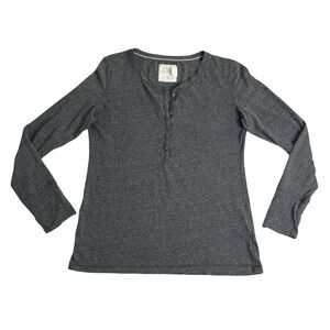 LOGG‎ Henley Top Womens L Gray Snap Y2K Bella Elena Grunge Layering Long Sleeve